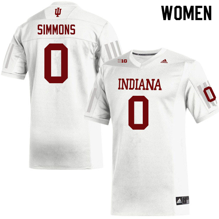Women #0 Emery Simmons Indiana Hoosiers College Football Jerseys Sale-White